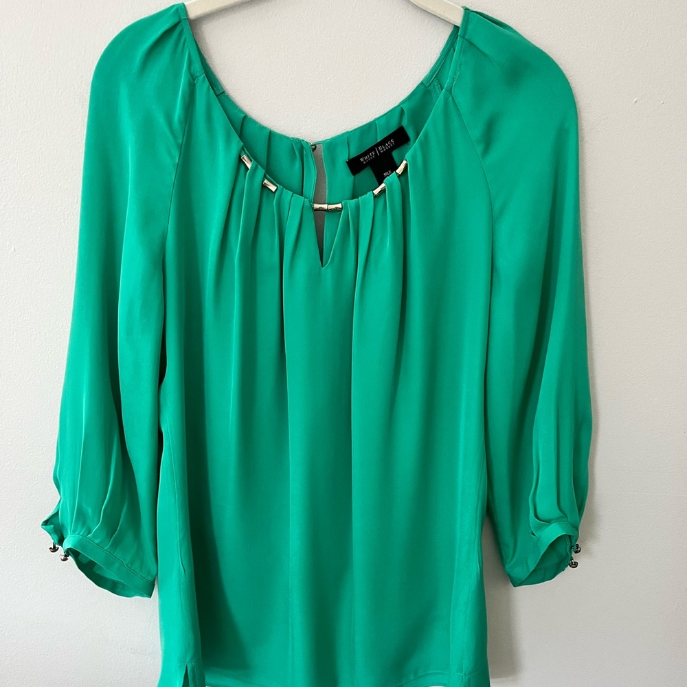 WHBM size M green silk blouse